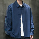 Buddha Stones Men's Flower Pattern Stitching Cotton Blend Long Sleeve Shirt - image 20