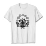 Buddha Stones OM Symbol Sanskrit Mantras Buddha Lotus Flower Design Tee T-shirt - White - 2XL - image 1