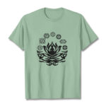 Buddha Stones OM Symbol Sanskrit Mantras Buddha Lotus Flower Design Tee T-shirt - PaleGreen - 2XL - image 18