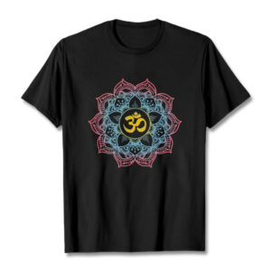Buddha Stones Lotus-shaped Mandala OM Symbol Design Tee T-shirt - Black - 2XL - image 1