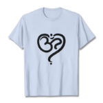 Buddha Stones Love Heart OM Symbol Design Tee T-shirt - LightCyan - 2XL - image 11