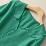 Buddha Stones Casual Plain Button Half Sleeve Middy Collar Cotton Women's Shirt - image 3