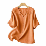 Buddha Stones Casual Plain Button Half Sleeve Middy Collar Cotton Women's Shirt - image 11