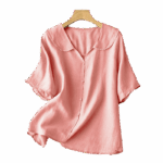 Buddha Stones Casual Plain Button Half Sleeve Middy Collar Cotton Women's Shirt - image 28