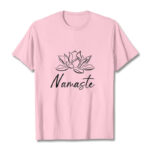 Buddha Stones Simple Lotus Flower Namaste Meditation Cotton Tee T-shirt - LightPink - 2XL - image 13