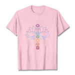 Buddha Stones Pastel Hues Lotus Flower Chakra Symbols Meditation Cotton Tee T-shirt - LightPink - 2XL - image 13