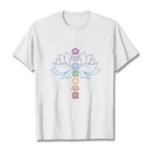 Buddha Stones Pastel Hues Lotus Flower Chakra Symbols Meditation Cotton Tee T-shirt - White - 2XL - image 1