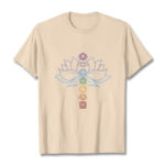 Buddha Stones Pastel Hues Lotus Flower Chakra Symbols Meditation Cotton Tee T-shirt - Bisque - 2XL - image 9