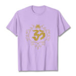 Buddha Stones Om Lotus Flower Vine Pattern Meditation Cotton Tee T-shirt - Plum - 2XL - image 17