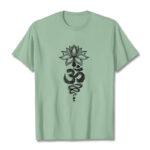 Buddha Stones Om Sanskrit Lotus Flower Pattern Meditation Cotton Tee T-shirt - PaleGreen - 2XL - image 15