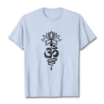 Buddha Stones Om Sanskrit Lotus Flower Pattern Meditation Cotton Tee T-shirt - LightCyan - 2XL - image 19