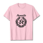 Buddha Stones Om Sanskrit Namaste Leaves Pattern Meditation Cotton Tee T-shirt - LightPink - 2XL - image 13