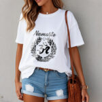 Buddha Stones Om Sanskrit Namaste Leaves Pattern Meditation Cotton Tee T-shirt - image 9