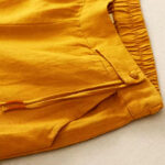 Buddha Stones Casual Solid Color One Button Cotton Linen Women's Wide Leg Pants With Pockets - image 4