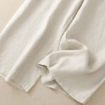 Buddha Stones Casual Solid Color One Button Cotton Linen Women's Wide Leg Pants With Pockets - image 20