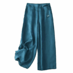Buddha Stones Casual Solid Color One Button Cotton Linen Women's Wide Leg Pants With Pockets - image 31