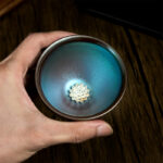 Buddha Stones Handmade Chinese Jianzhan Lotus Flower Blue Purple Ceramic Teacup Kung Fu Tea Cup 150ml - image 4