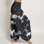 Buddha Stones Pure Cotton White Lines Spots Tie-Dye Pattern Women's Elastic Waist Harem Pants - image 2