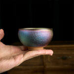 Buddha Stones Handmade Chinese Jianzhan Golden Lotus Flower Ceramic Teacup Kung Fu Tea Cup 150ml - image 6