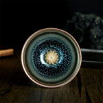 Buddha Stones Handmade Chinese Jianzhan Lotus Blue Ceramic Teacup Kung Fu Tea Cup 150ml - 8.8*5.6cm*150ml - image 1