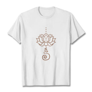 Buddha Stones Casual Lotus Design Cotton Tee T-shirt - White - 2XL - image 1