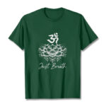 Buddha Stones Casual Om Symbol Lotus Flower Pattern Cotton Tee T-shirt - ForestGreen - 2XL - image 1