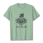Buddha Stones Casual Om Symbol Lotus Flower Pattern Cotton Tee T-shirt - PaleGreen - 2XL - image 15