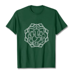 Buddha Stones Casual Mandala Design Ganesha Pattern Cotton Tee T-shirt - ForestGreen - 2XL - image 1