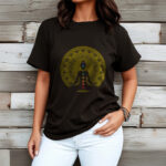 Buddha Stones Casual Colorful Chakra Symbols Golden Meditative Figure Pattern Cotton Tee T-shirt - image 4