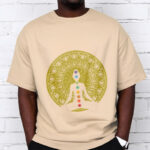 Buddha Stones Casual Colorful Chakra Symbols Golden Meditative Figure Pattern Cotton Tee T-shirt - image 10