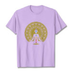 Buddha Stones Casual Colorful Chakra Symbols Golden Meditative Figure Pattern Cotton Tee T-shirt - Plum - 2XL - image 17