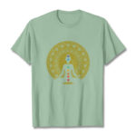 Buddha Stones Casual Colorful Chakra Symbols Golden Meditative Figure Pattern Cotton Tee T-shirt - PaleGreen - 2XL - image 15