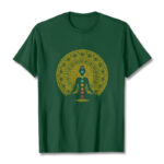 Buddha Stones Casual Colorful Chakra Symbols Golden Meditative Figure Pattern Cotton Tee T-shirt - ForestGreen - 2XL - image 11