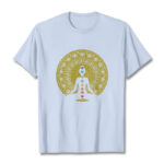 Buddha Stones Casual Colorful Chakra Symbols Golden Meditative Figure Pattern Cotton Tee T-shirt - LightCyan - 2XL - image 19