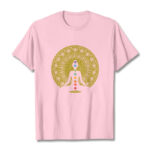 Buddha Stones Casual Colorful Chakra Symbols Golden Meditative Figure Pattern Cotton Tee T-shirt - LightPink - 2XL - image 13