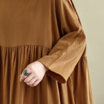 Buddha Stones Fall Hoodie Design Long Sleeve Cotton Linen Maxi Dress With Pockets - image 11