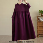 Buddha Stones Fall Hoodie Design Long Sleeve Cotton Linen Maxi Dress With Pockets - image 19