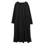 Buddha Stones Fall Casual Simple Design Long Sleeve Cotton Linen Maxi Dress With Pockets - image 17