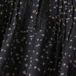 Buddha Stones Fall Printing Floral Buttons Lace Lapel Design Cotton Linen Midi Dress With Pockets - image 9