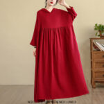 Buddha Stones Fall Hoodie Design Long Sleeve Cotton Linen Maxi Dress With Pockets - image 16