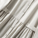 Buddha Stones Casual Plaid Pleats Buttons Design Long Sleeve Cotton Midi Dress With Pockets - image 9