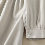Buddha Stones Casual Plaid Pleats Buttons Design Long Sleeve Cotton Midi Dress With Pockets - image 7