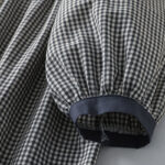 Buddha Stones Casual Plaid Pattern Long Lantern Sleeve Cotton Linen Midi Dress With Pockets - image 14