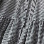 Buddha Stones Casual Plaid Pattern Long Lantern Sleeve Cotton Linen Midi Dress With Pockets - image 12