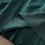 Buddha Stones DarkGreen Ruffled Crew Neck Buttons Design Cotton Midi Dress With Pockets - image 10