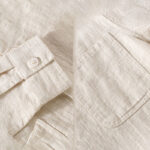 Buddha Stones Commute Men's Plain Buttons Design Pattern Cotton Linen Long Sleeve Shirt - image 8