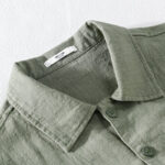 Buddha Stones Commute Men's Plain Buttons Design Pattern Cotton Linen Long Sleeve Shirt - image 2