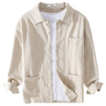 Buddha Stones Commute Men's Plain Buttons Design Pattern Cotton Linen Long Sleeve Shirt - image 9