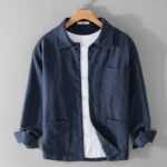 Buddha Stones Commute Men's Plain Buttons Design Pattern Cotton Linen Long Sleeve Shirt - DarkBlue - US/UK/AU42，EU52 (3XL) - image 13