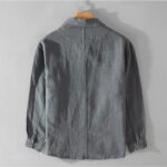 Buddha Stones Commute Men's Plain Buttons Design Pattern Cotton Linen Long Sleeve Shirt - image 11